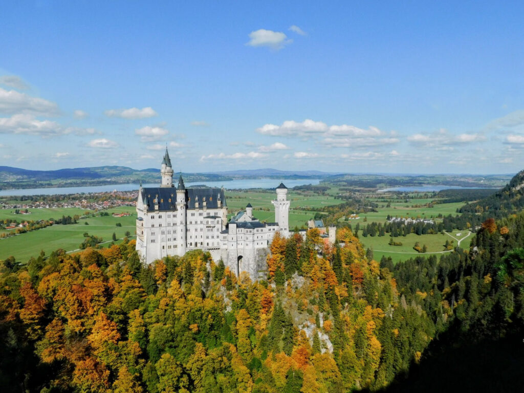 Neuschwanstein castle seen from above