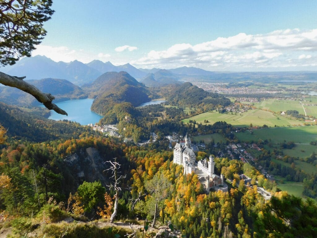 Panoramic view on Neuschwanstein castle