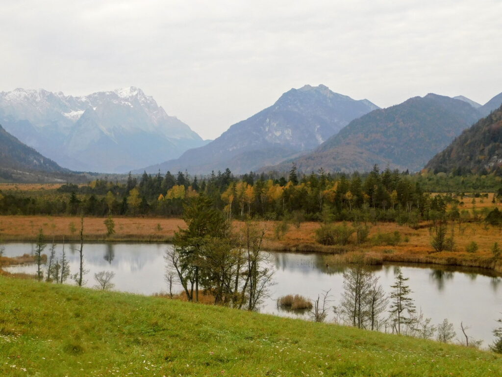 View on the Loisach valley and the Alps