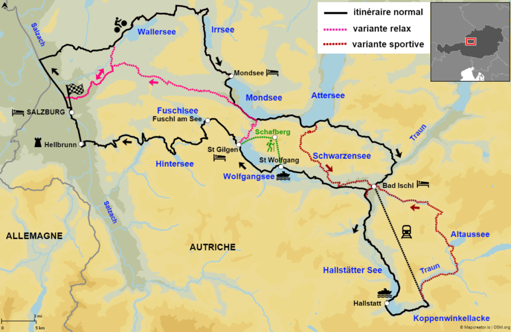 carte de l'itinéraire en Autriche