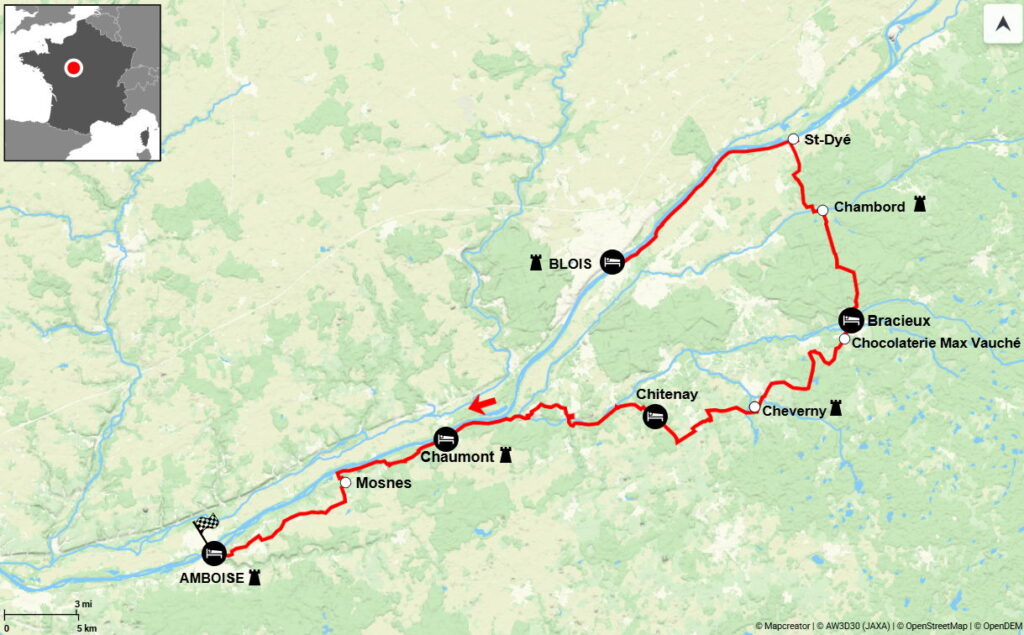 carte de l'itinéraire de la Loire en famille