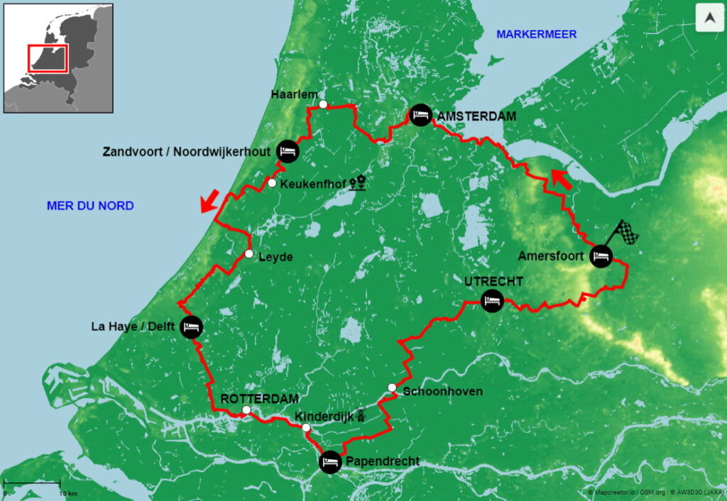 carte de l'itinéraire à vélo