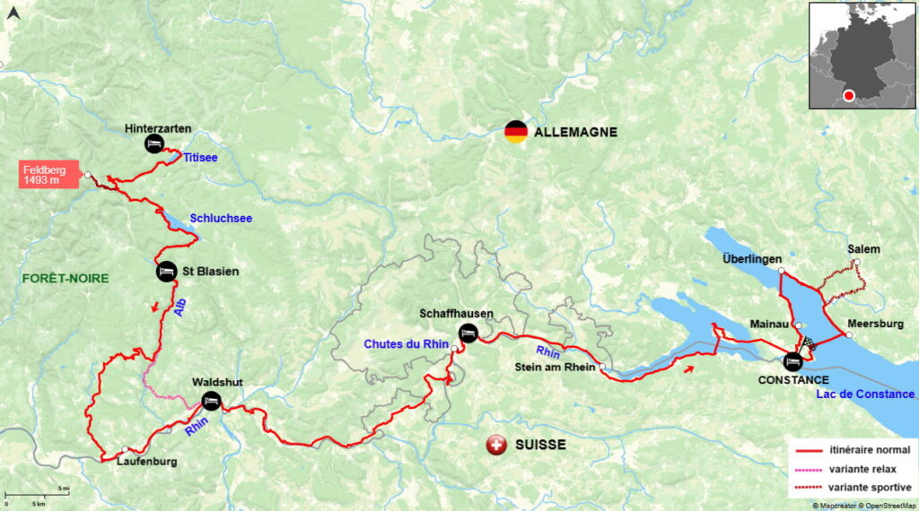 carte du circuit de la Forêt-Noire au lac de Constance